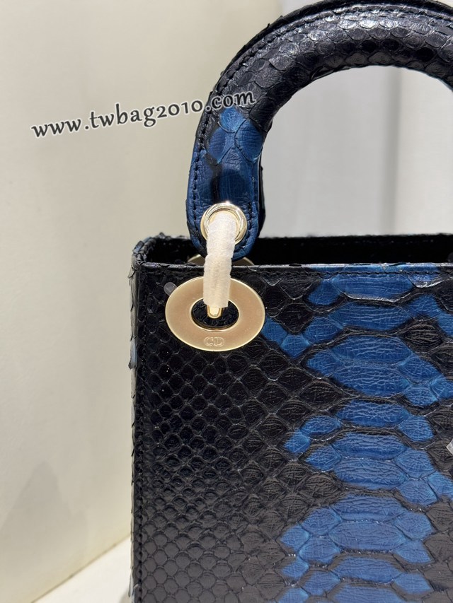 Dior专柜新款Lady女包迪奥高仿原单蟒蛇皮Ladymini三格戴妃手提单肩包 djfk1539